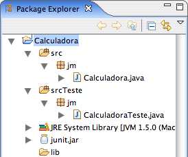 Estrutura do projeto após adicionar as primeiras classes.